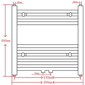 Aquecedor toalhas casa de banho liso 480 x 480 mm preto