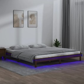 vidaXL Estrutura cama casal +LEDs 135x190cm madeira castanho mel