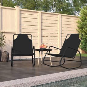 vidaXL Espreguiçadeiras baloiço 2 pcs aço e textilene preto