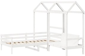 Conj. sofá-cama e banco c/ telhado 80x200cm pinho maciço branco
