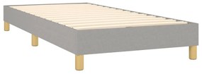 Cama box spring c/ colchão e LED 90x190 cm tecido cinza-claro