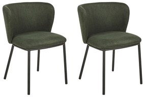 Conjunto de 2 cadeiras de jantar em tecido verde escuro MINA Beliani