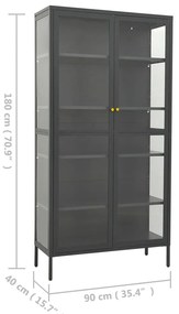 Vitrine 90x40x180 cm vidro temperado e aço antracite