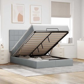 vidaXL Estrutura de cama otomana com colchão 140x190 cm cinzento claro