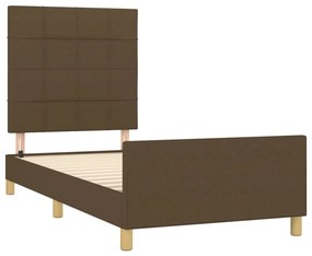 Estrutura de cama sem colchão 90x200 cm tecido castanho-escuro