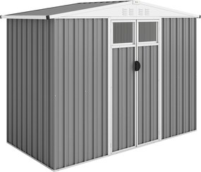 Outsunny Galpão de Jardim Abrigo de Ferramentas em Aço Galvanizado com 2 Portas, 246x117x180 cm, Cinza Claro | Aosom Portugal