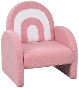 AIYAPLAY Poltrona para Crianças com Encosto em Forma de Arco-Íris Sofá para Crianças Tecido Suave em Borrego 45x41x52 cm Rosa