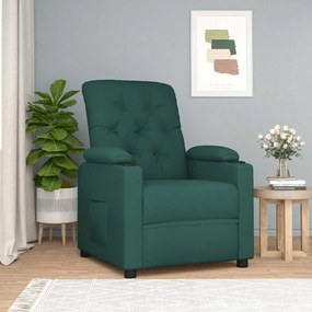 vidaXL Poltrona reclinável tecido verde-escuro