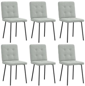 Cadeiras de jantar 6 pcs veludo cinzento-claro