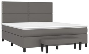 Cama com molas/colchão 180x200 cm couro artificial cinza