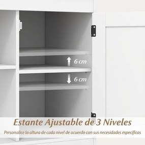 Mesa apoio, mesa cabeçeira Rústica 60 x 60 x 61 cm com Estação de Carregamento, com Porta Deslizante para Quarto e Sala Branco + Natural
