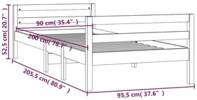 Estrutura de cama 90x200 cm madeira de pinho maciça branco