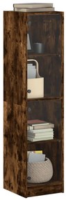 Aparador alto c/ portas de vidro 35x37x142 cm carvalho fumado