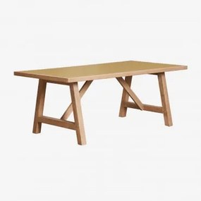 Mesa De Jantar Retangular Em Madeira De Acácia Dubai Amarelho Latão & 200 X 100 Cm - Sklum