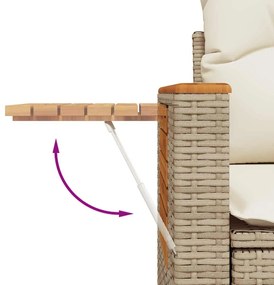 4 pcs conjunto de sofás para jardim c/ almofadões vime PE bege