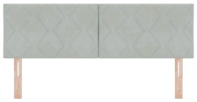 Cabeceira LED Blocos de Diamante Cinza Claro 144 cm em Veludo