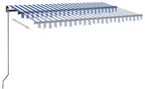 Toldo automático LED e sensor de vento 400x350 cm azul e branco