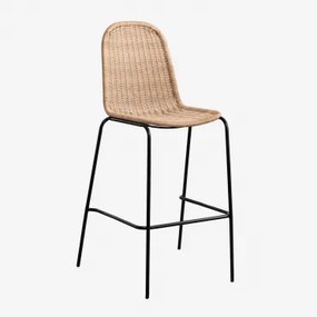 Banqueta Alta Empilhável De Vime Reiven Preto & ↑75 Cm - Sklum