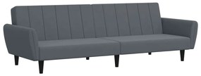 Sofá-cama 2 lugares c/ apoio de pés veludo cinzento-escuro