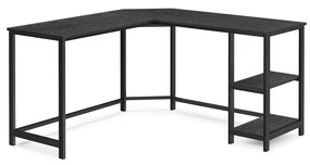 Mesa de computador VASAGLE, mesa de canto em formato de L, 138 x 138 x 76 cm, mesa para jogos, estação de trabalho com 2 prateleiras de armazenamento para escritório doméstico, compacta, fácil de montar, preta com textura de madeira LWD072B56