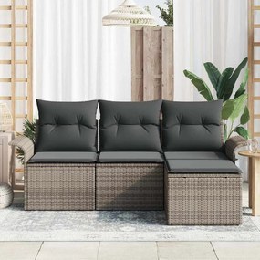 vidaXL Conjunto de Sofá de Jardim 4 pcs Cinzeto Rattan Sintético