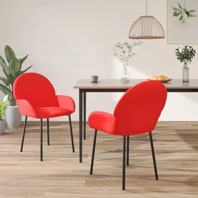 vidaXL Cadeiras de jantar 2 pcs couro artificial vermelho