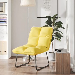 336539 vidaXL Cadeira de lazer com estrutura de metal veludo amarelo