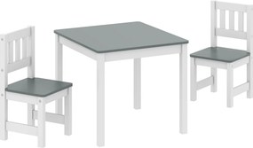 AIYAPLAY Mesa infantil com 2 cadeiras, conjunto infantil 3 peças, conjunto de assentos para crianças, mobiliário infantil, 56 x 52 x 48 cm Cinza | Aosom Portugal