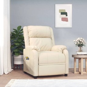 vidaXL Poltrona de massagens elétrica couro artificial cor creme