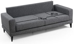 **** Sofá-Cama 3 Lugares Nordic – Cinzento Escuro – 210x90x85 cm

**