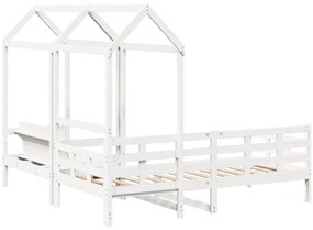 Conj. sofá-cama e banco c/ telhado 90x200cm pinho maciço branco