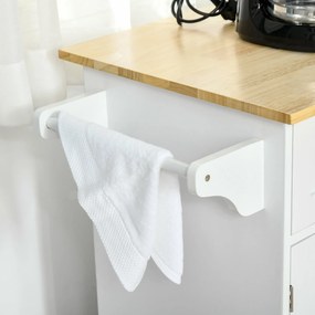 Carrinho/Ilha de Cozinha "Gourmet" com Rodas – 121x46x91 cm – Branco e