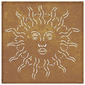 Decoração p/ muro de jardim 555x55 cm aço corten design sol