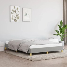 Estrutura de cama sem colchão 140x190 cm tecido cinzento-claro
