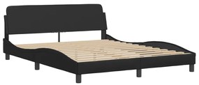 Estrutura cama c/ cabeceira 160x200 cm couro artificial preto