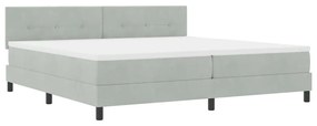 Cama Box Spring vidaXL com Colchão e Luz LED Cinza Claro 200x200 cm Ve