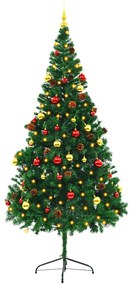 Árvore de Natal artificial pré-iluminada + enfeites 210cm verde