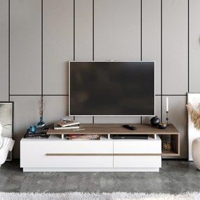 Móvel TV Pia – Nogueira e Branco – 180 x 46,4 x 38,9 cm