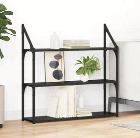 vidaXL Prateleira de Parede Carvalho Preto 80 x 21 x 78,5 cm