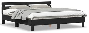 Estrutura da Cama com cabeceira Carvalho Preto 180 x 200 cm