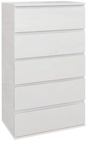 HOMCOM Cómoda com 5 Gavetas de Madeira Cómoda de Dormitório Cómoda Branca para Sala de Estar Estilo Moderno 53x33x100 cm Branco