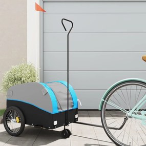 vidaXL Reboque para bicicleta 30 kg ferro preto e azul