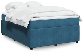vidaXL Cama com molas/colchão 160x200 cm veludo azul-escuro