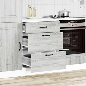 Armário baixo cozinha Kalmar madeira engenharia sonoma cinzento