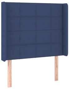 Cama box spring c/ colchão e LED 100x200 cm tecido azul