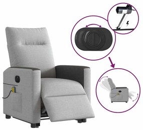 Poltrona elétrica elevatória massagens tecido cinzento-nublado