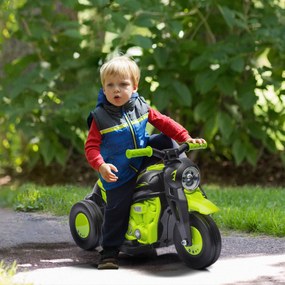 Mota Elétrica para Crianças Mota a Bateria 6V com Função de Bolhas Farol Música Motocicleta para Crianças com Velocidade 3km/h Carga 30 kg Verde