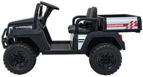 Jipe elétrico para Crianças 2 Lugares 24V Champion Rodas Espuma EVA, Assento couro ecológico Preto