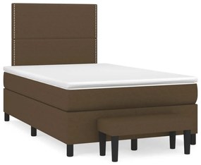 Cama boxspring com colchão 120x190 cm tecido castanho-escuro