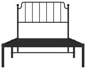 Estrutura de cama com cabeceira 100x200 cm metal preto